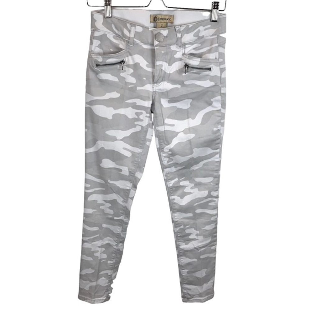 Democracy Grey White Camo Skinny Ankle Low Rise Ab Technology Jeans sz 2